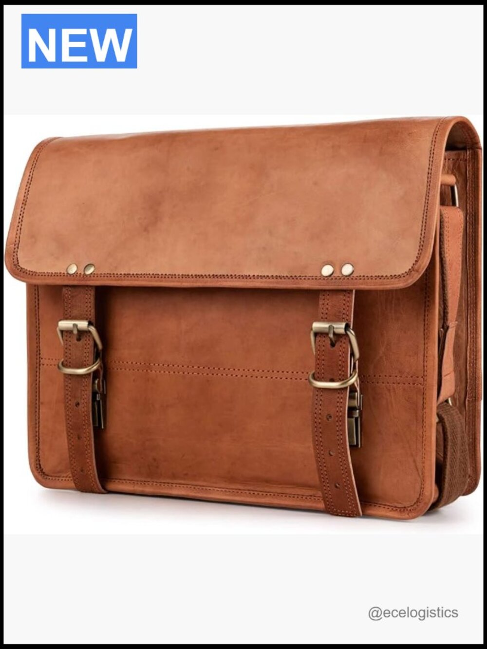 Vintage Leather Messenger Bag Laptop Briefcase Crossbody